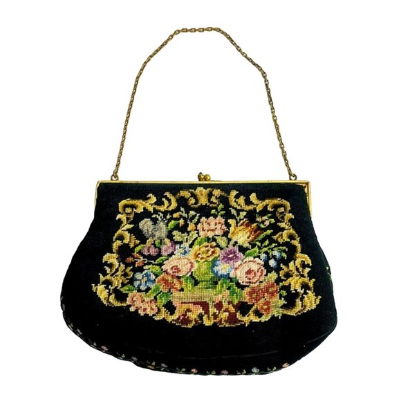 Vintage Purse Needlepoint Tapestry Handbag Bag 7.5" x 5.5" - Picture 1 of 12